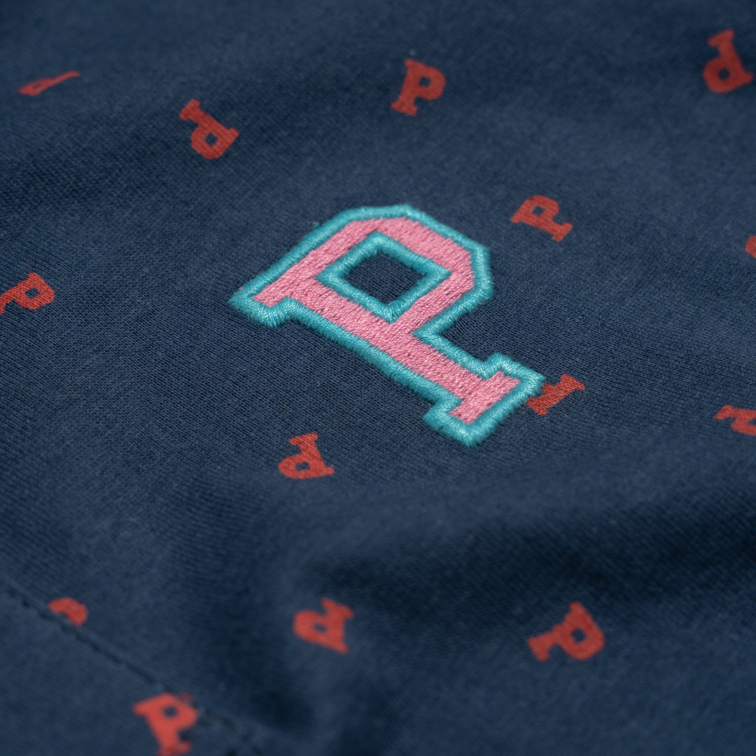 Poney Printed Poney Logo Dark Blue Short Sleeve Polo
