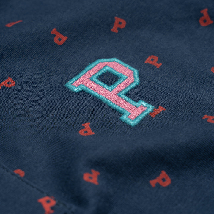Poney Printed Poney Logo Dark Blue Short Sleeve Polo