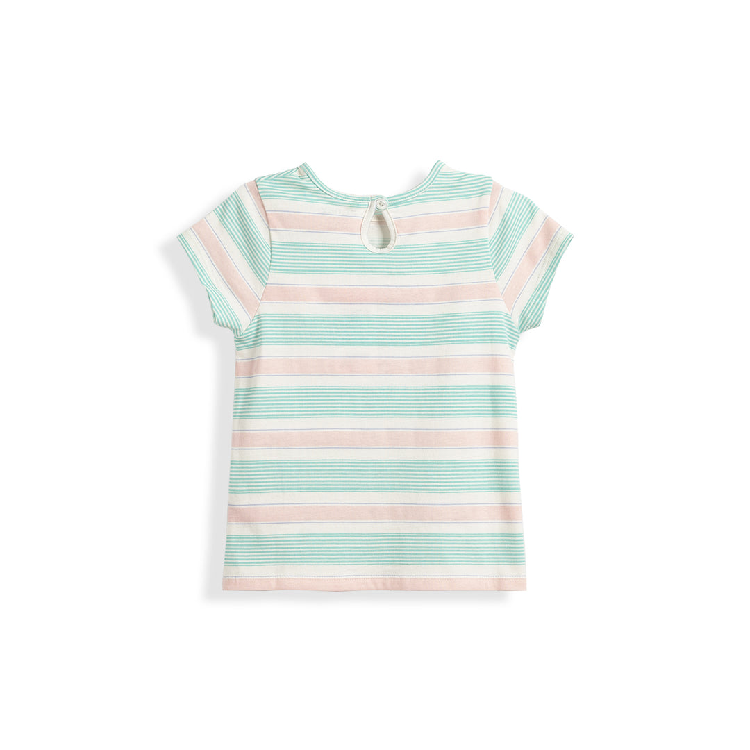 Poney Girls Ocean Wave Round Neck Short Sleeve Tee