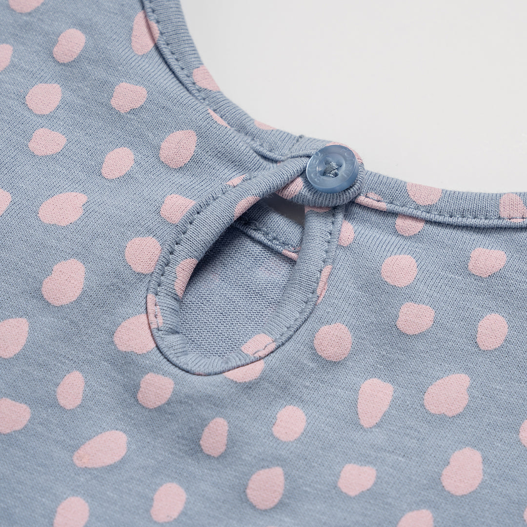 Poney Girls Dotted Blush All-over Print Pink Round Neck Short Sleeve Tee