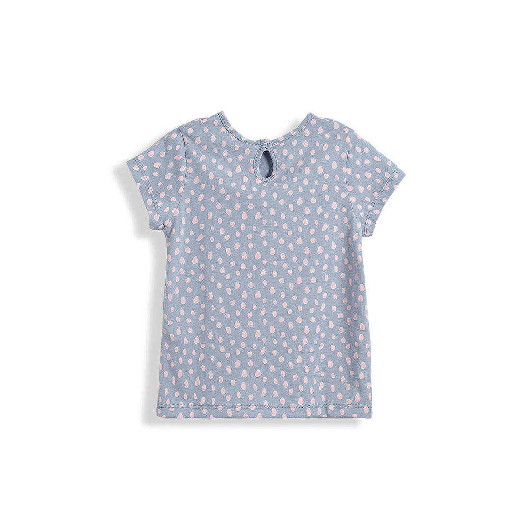 Poney Girls Dotted Blush All-over Print Pink Round Neck Short Sleeve Tee