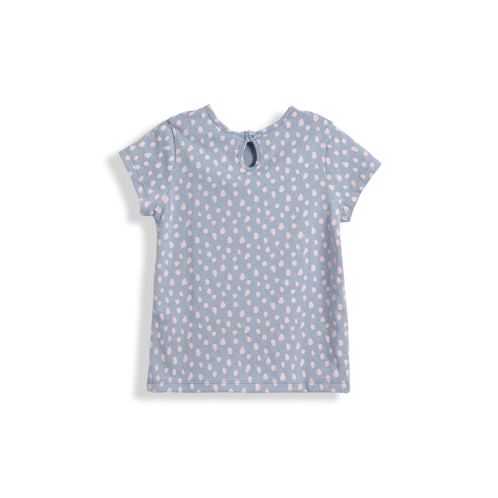 Poney Girls Dotted Blush All-over Print Pink Round Neck Short Sleeve Tee