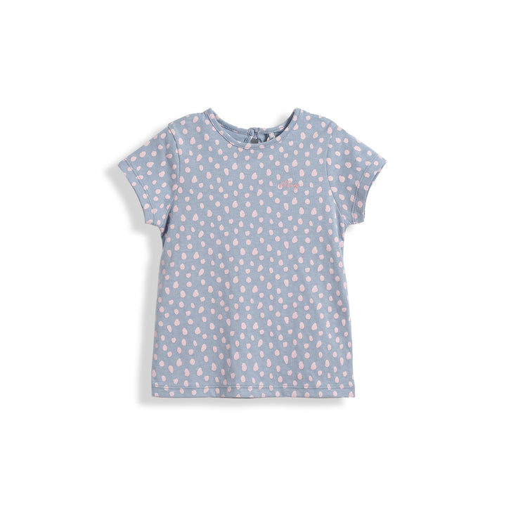 Poney Girls Dotted Blush All-over Print Pink Round Neck Short Sleeve Tee