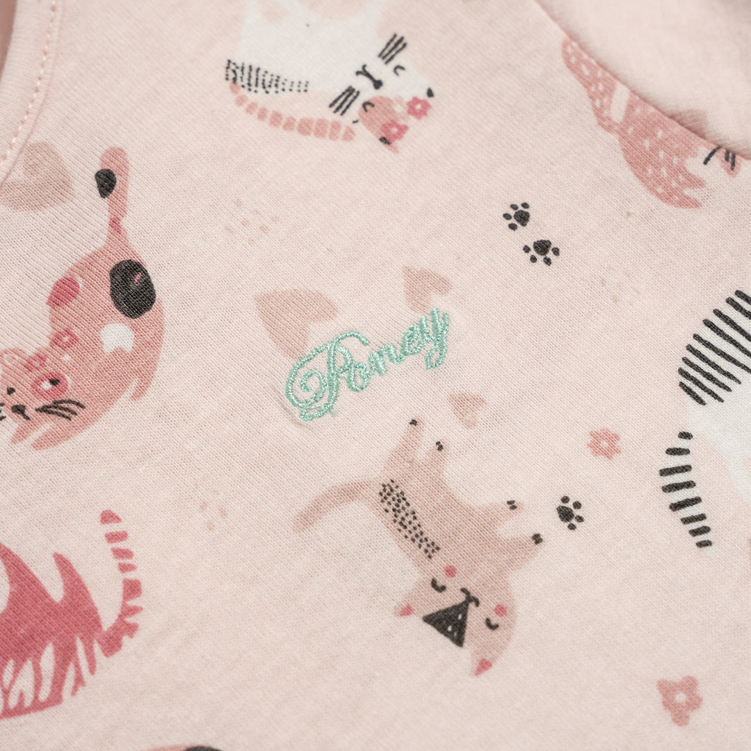 Poney Girls Playful Kittens All-over Print Round Neck Short Sleeve Tee