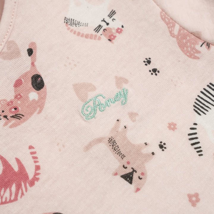 Poney Girls Playful Kittens All-over Print Round Neck Short Sleeve Tee