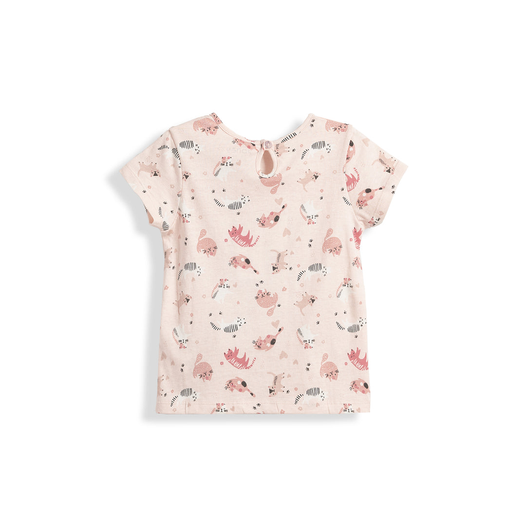 Poney Girls Playful Kittens All-over Print Round Neck Short Sleeve Tee