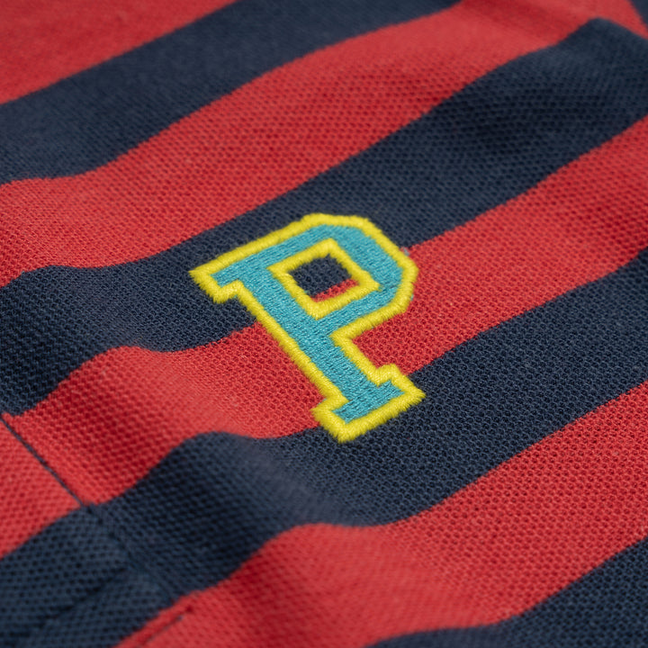 Poney Yarn Dye Navy Stripe Short Sleeve Boys Polo