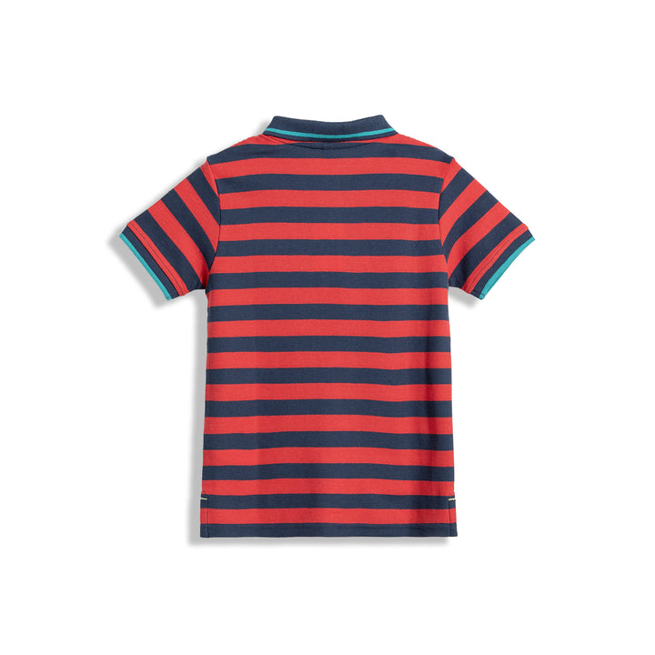 Poney Yarn Dye Navy Stripe Short Sleeve Boys Polo