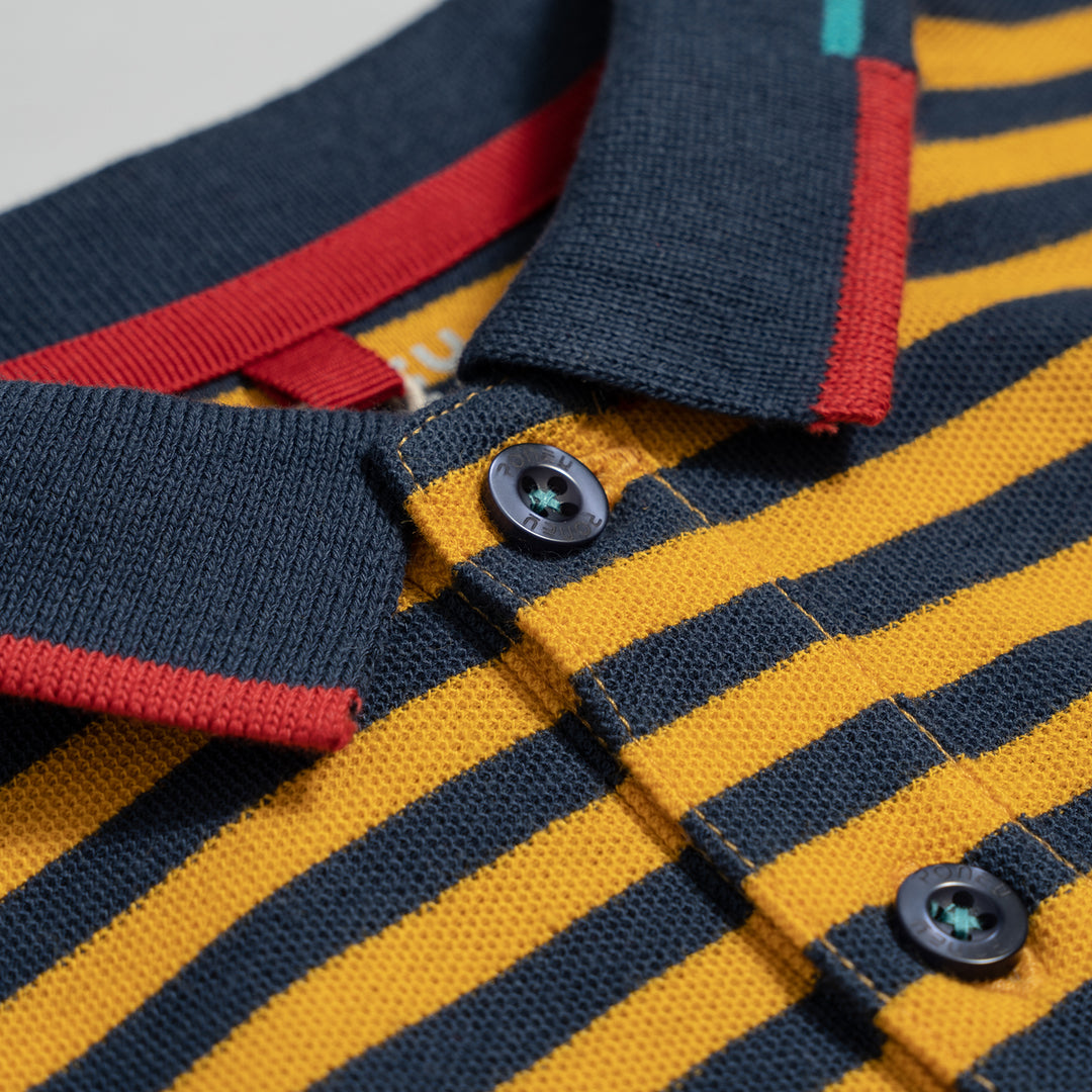 Poney Yarn Dye Yellow Stripe Short Sleeve Boys Polo