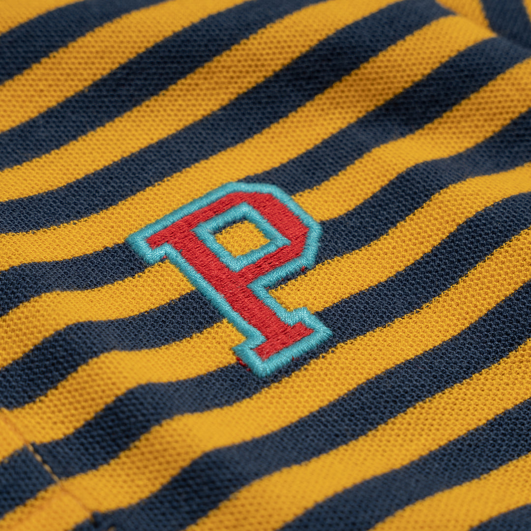 Poney Yarn Dye Yellow Stripe Short Sleeve Boys Polo