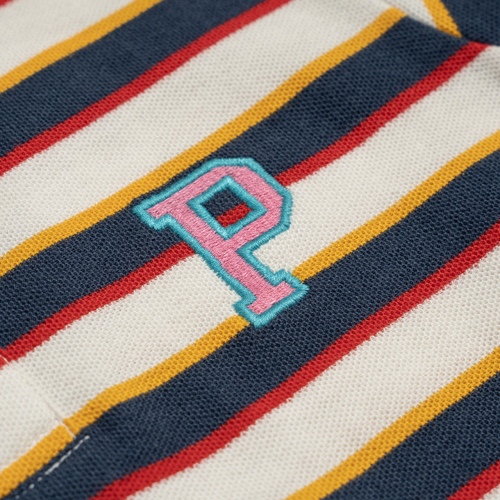 Poney Yarn Dye White Stripe Short Sleeve Boys Polo