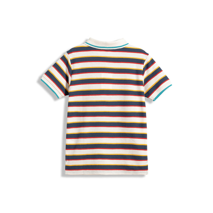 Poney Yarn Dye White Stripe Short Sleeve Boys Polo