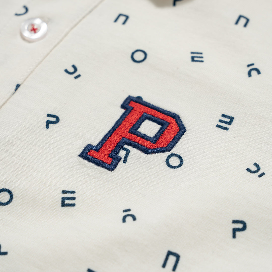 Poney White Printed Poney Logo Short Sleeve Polo