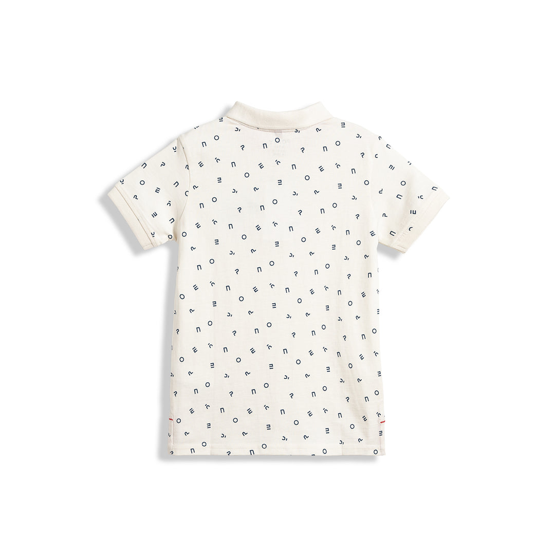 Poney White Printed Poney Logo Short Sleeve Polo
