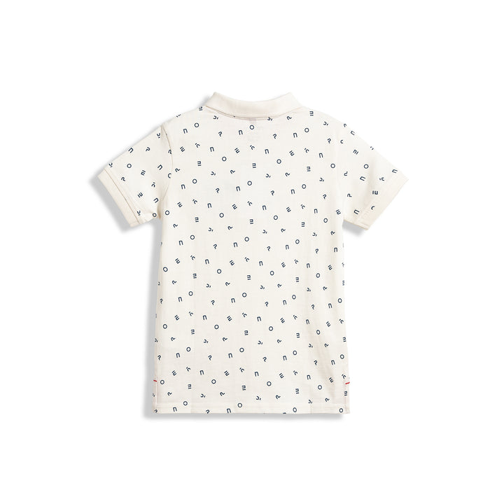 Poney White Printed Poney Logo Short Sleeve Polo