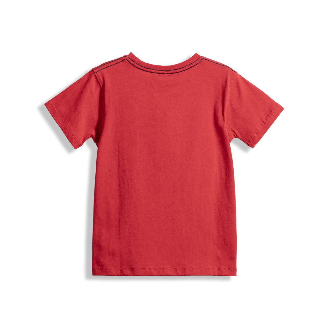 Poney Boys Red Poney Wording Round Neck Short Sleeve Tee