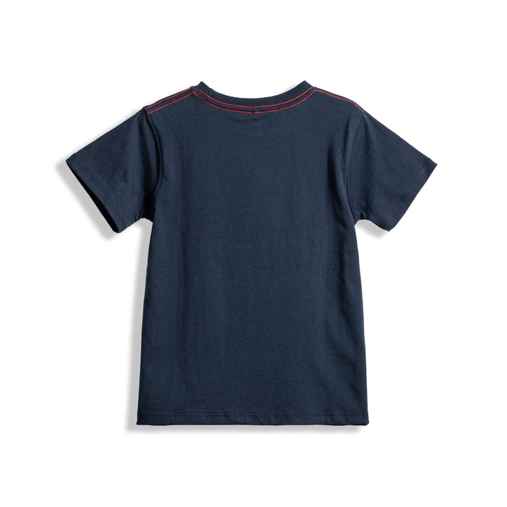 Poney Boys Navy Poney Wording Round Neck Short Sleeve Tee