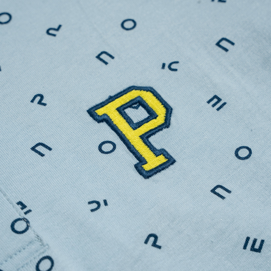 Poney Light Blue Printed Poney Logo Short Sleeve Polo