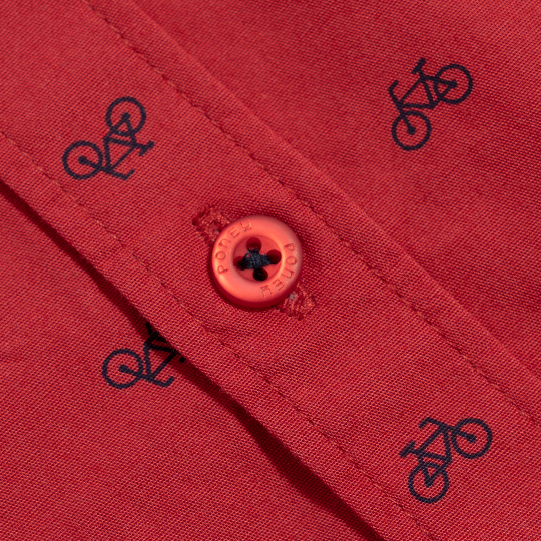 Poney Brick Red Bicycle Long Sleeve Shirt