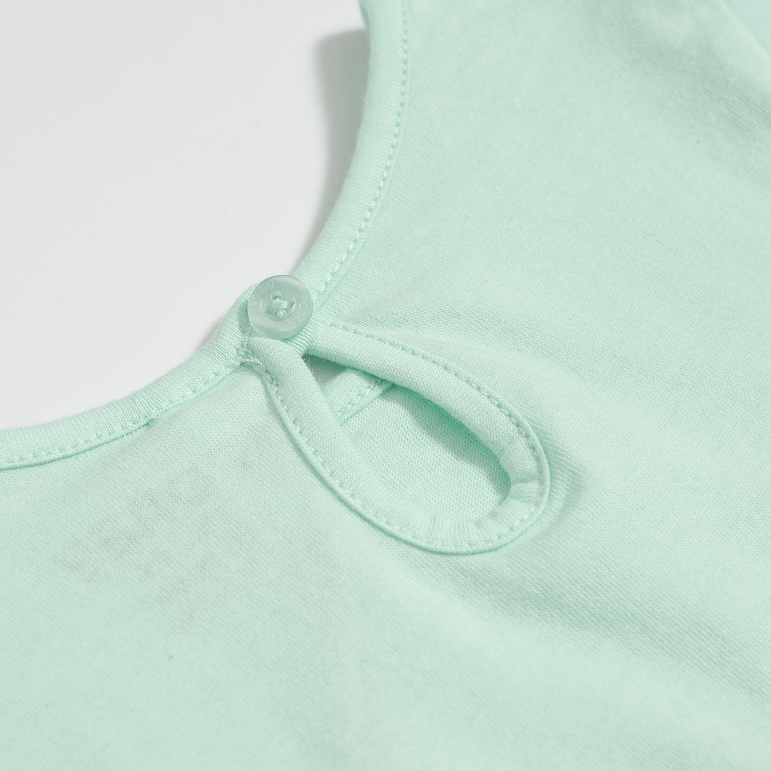 Poney Girls Light Green Poney Wording Round Neck Short Sleeve Tee