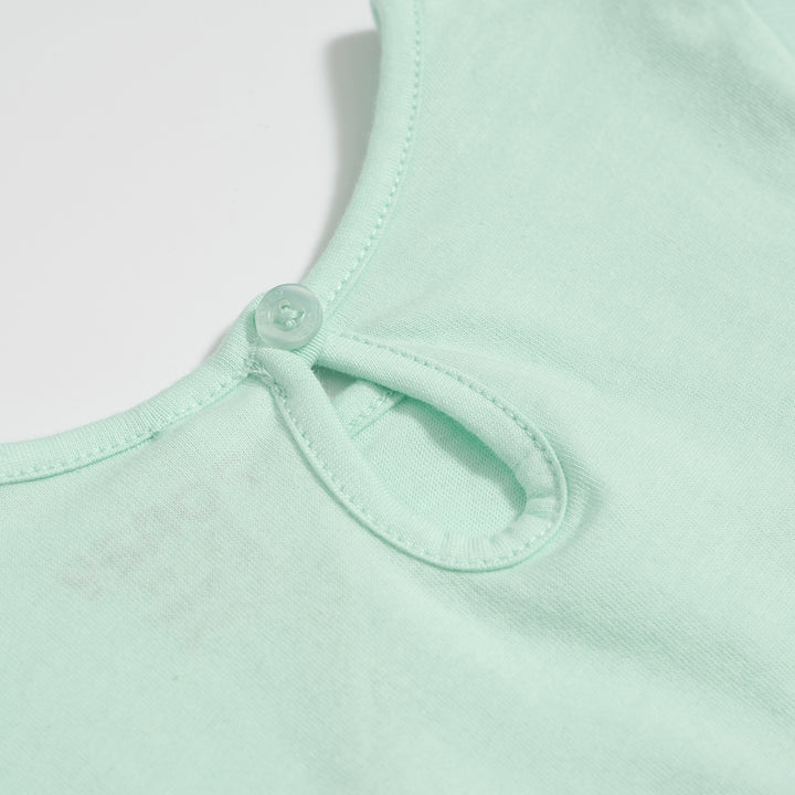 Poney Girls Light Green Poney Wording Round Neck Short Sleeve Tee