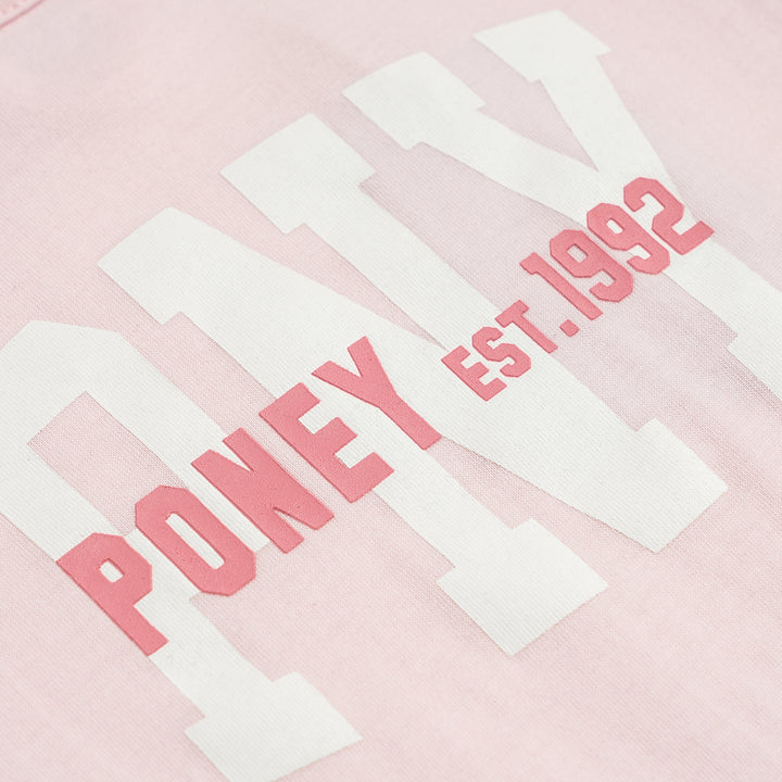 Poney Girls Light Pink Poney Wording Round Neck Short Sleeve Tee
