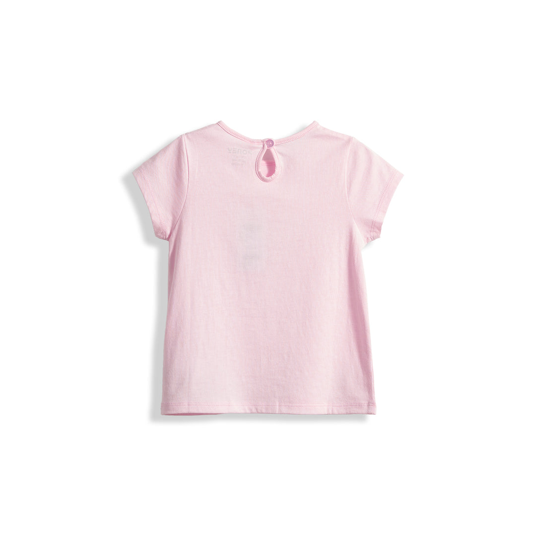 Poney Girls Light Pink Poney Wording Round Neck Short Sleeve Tee