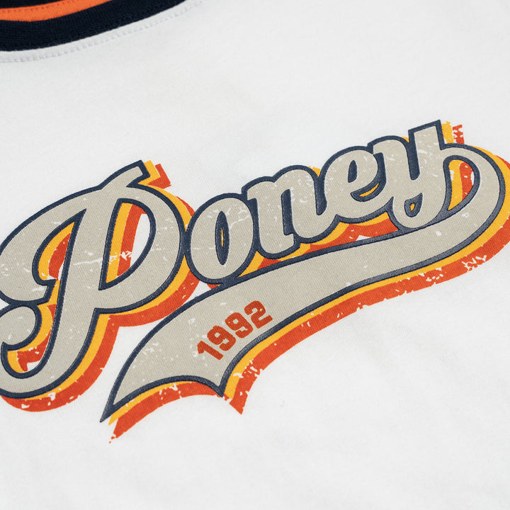 Poney Boys White Poney Wording Round Neck Short Sleeve Tee