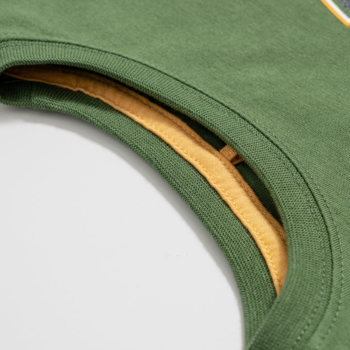 Poney Boys Army Green Poney Wording Round Neck Short Sleeve Tee