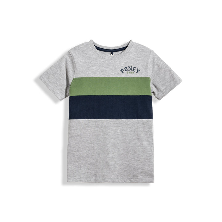 Poney Boys Melange Colour Blocking Short Sleeve Tee