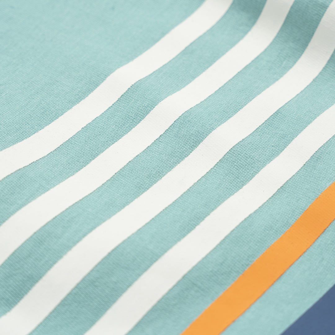 Poney Boys Turquoise Stripe Printed Short Sleeve Tee