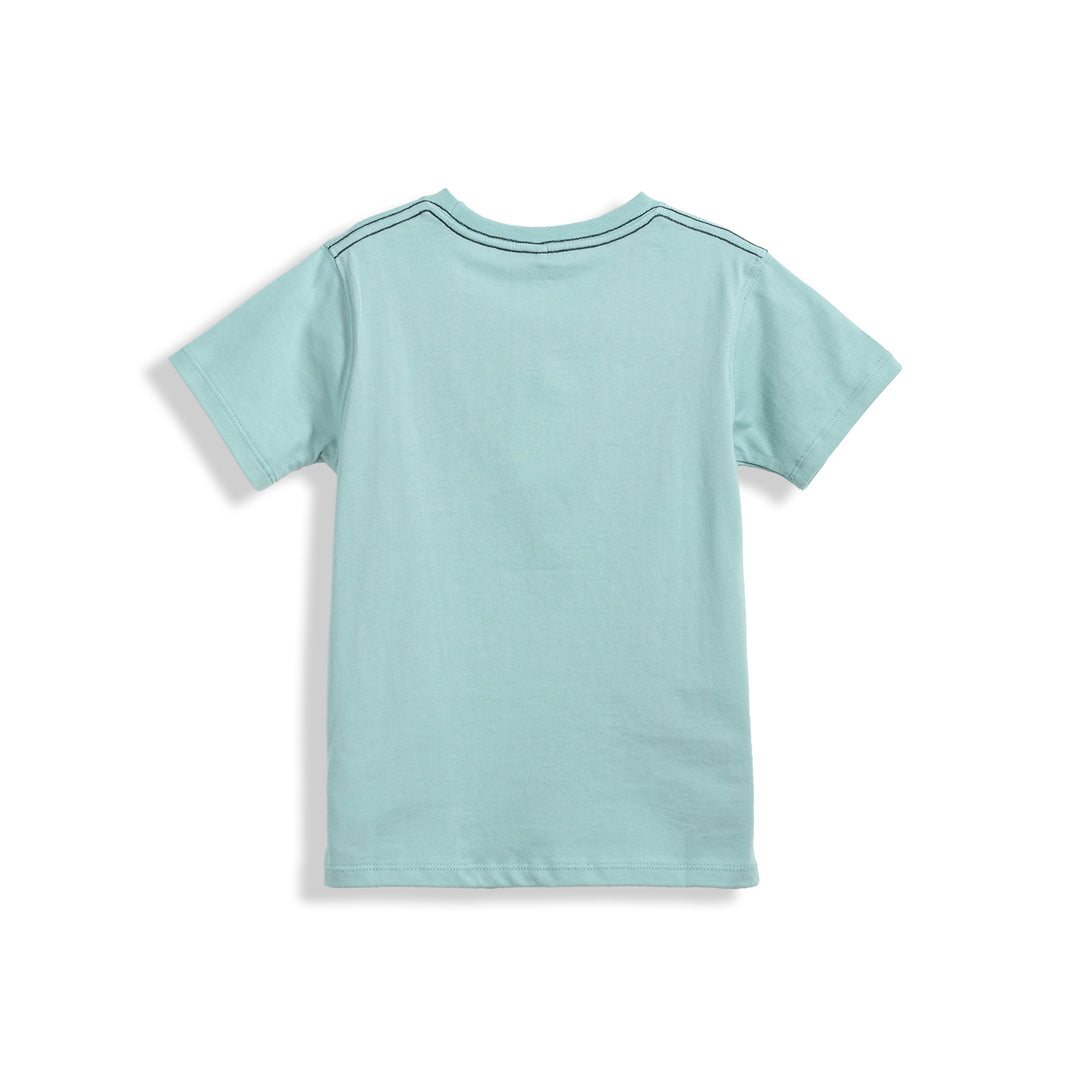 Poney Boys Turquoise Stripe Printed Short Sleeve Tee