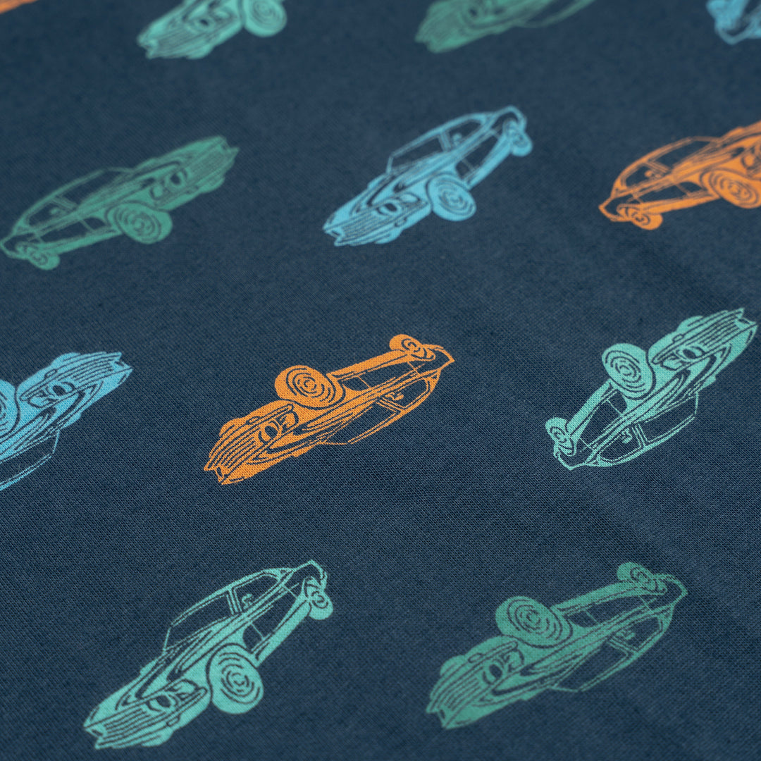 Poney Boys Navy Car Full Printed Short Sleeve Tee