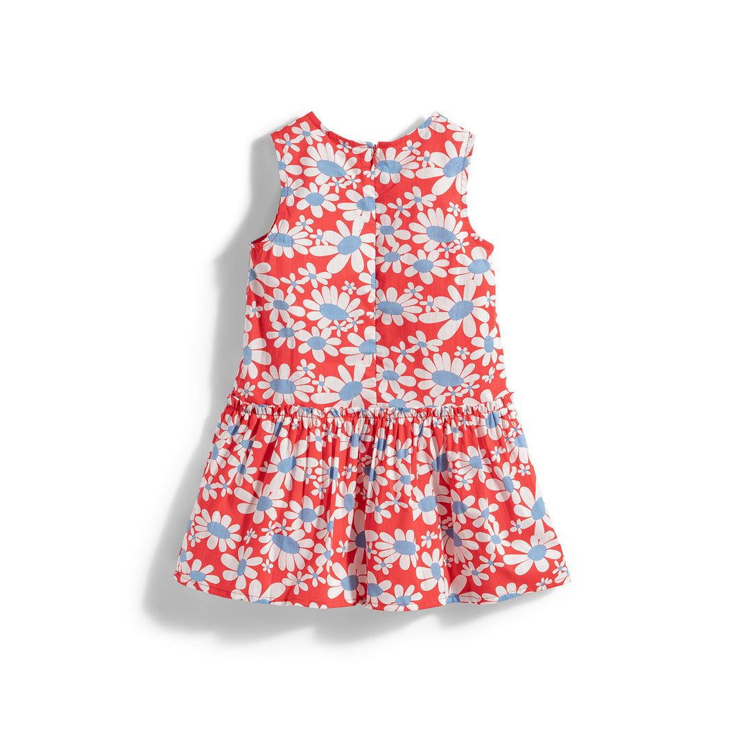 Poney Girls Sunflowers Printed Cotton Sleeveless Dress