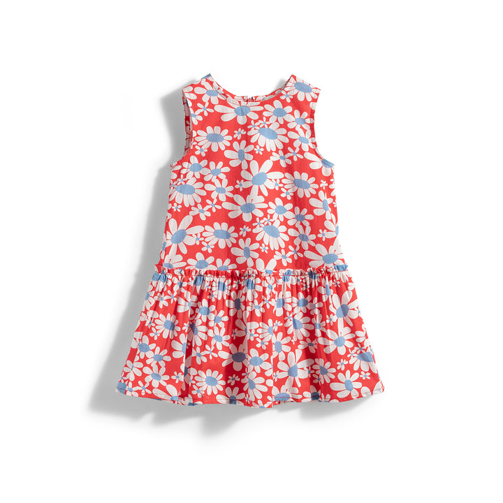 Poney Girls Sunflowers Printed Cotton Sleeveless Dress