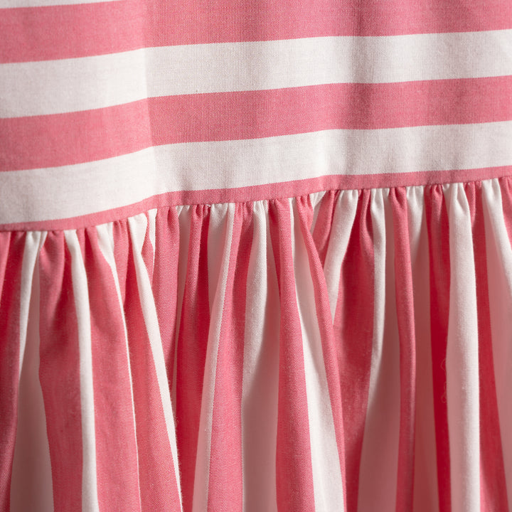 Poney Girls Calypso Coral Striped Puffy Short Sleeve Dress
