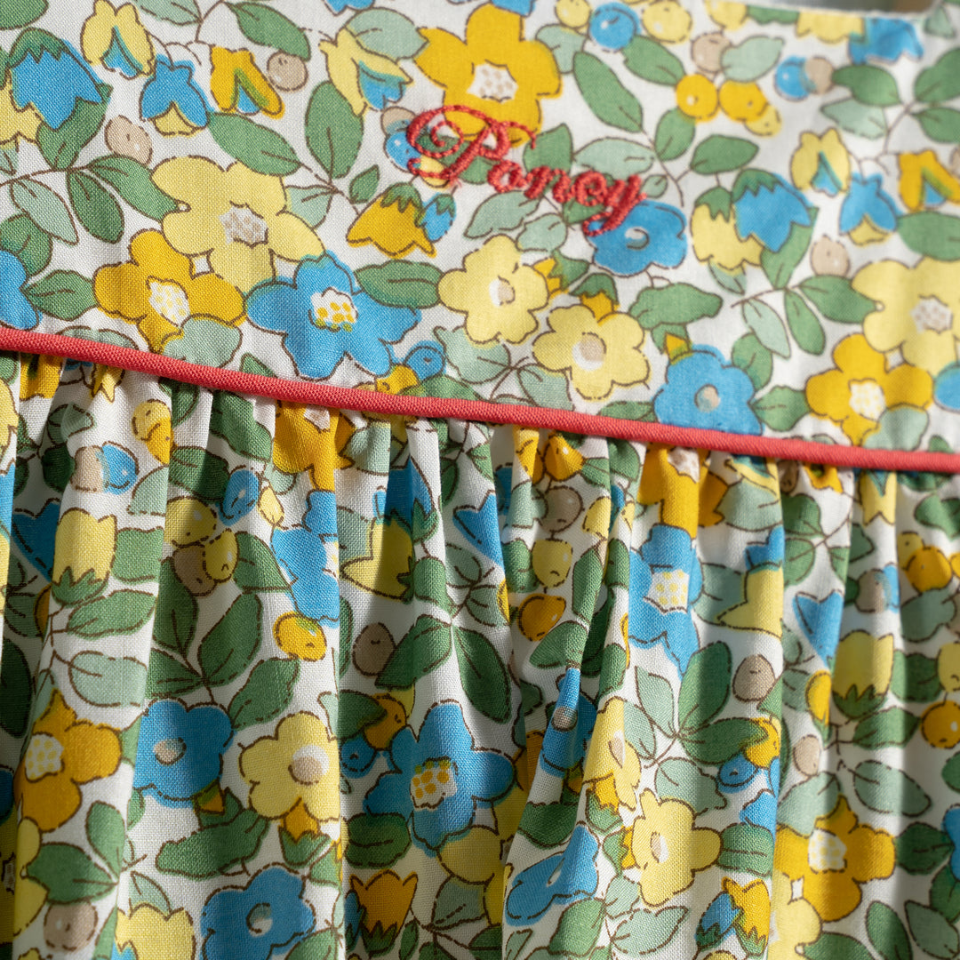 Poney Girls Spring Field Floras Printed Short Sleeve Dress