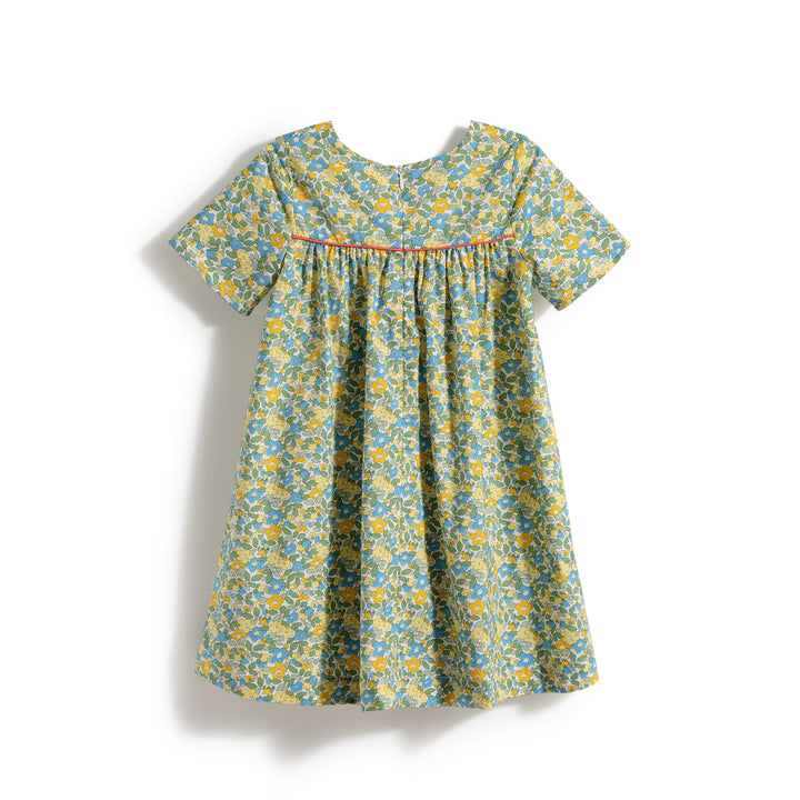 Poney Girls Spring Field Floras Printed Short Sleeve Dress