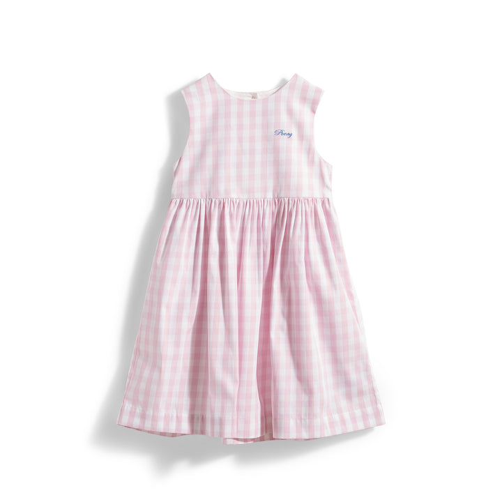 Poney Girls Cotton Candy Pink Gingham Sleeveless Dress
