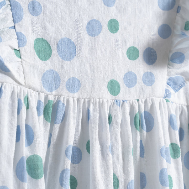 Poney Girls Pastel Artistic Dots Ruffled Sleeve Dress