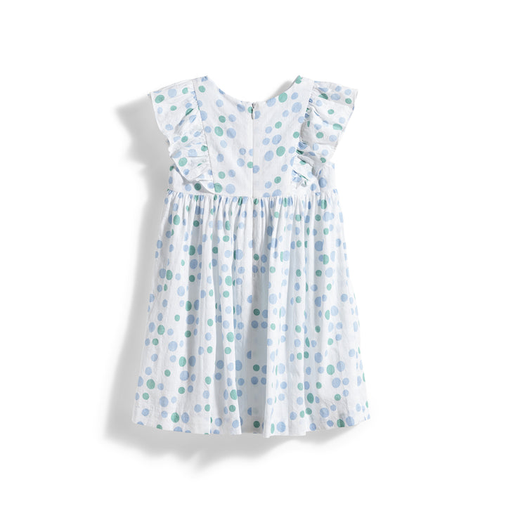 Poney Girls Pastel Artistic Dots Ruffled Sleeve Dress