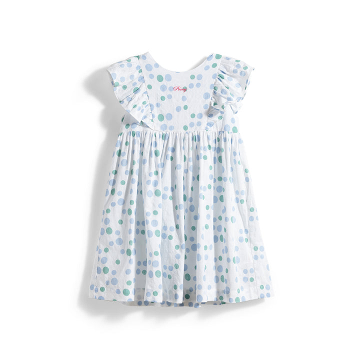 Poney Girls Pastel Artistic Dots Ruffled Sleeve Dress