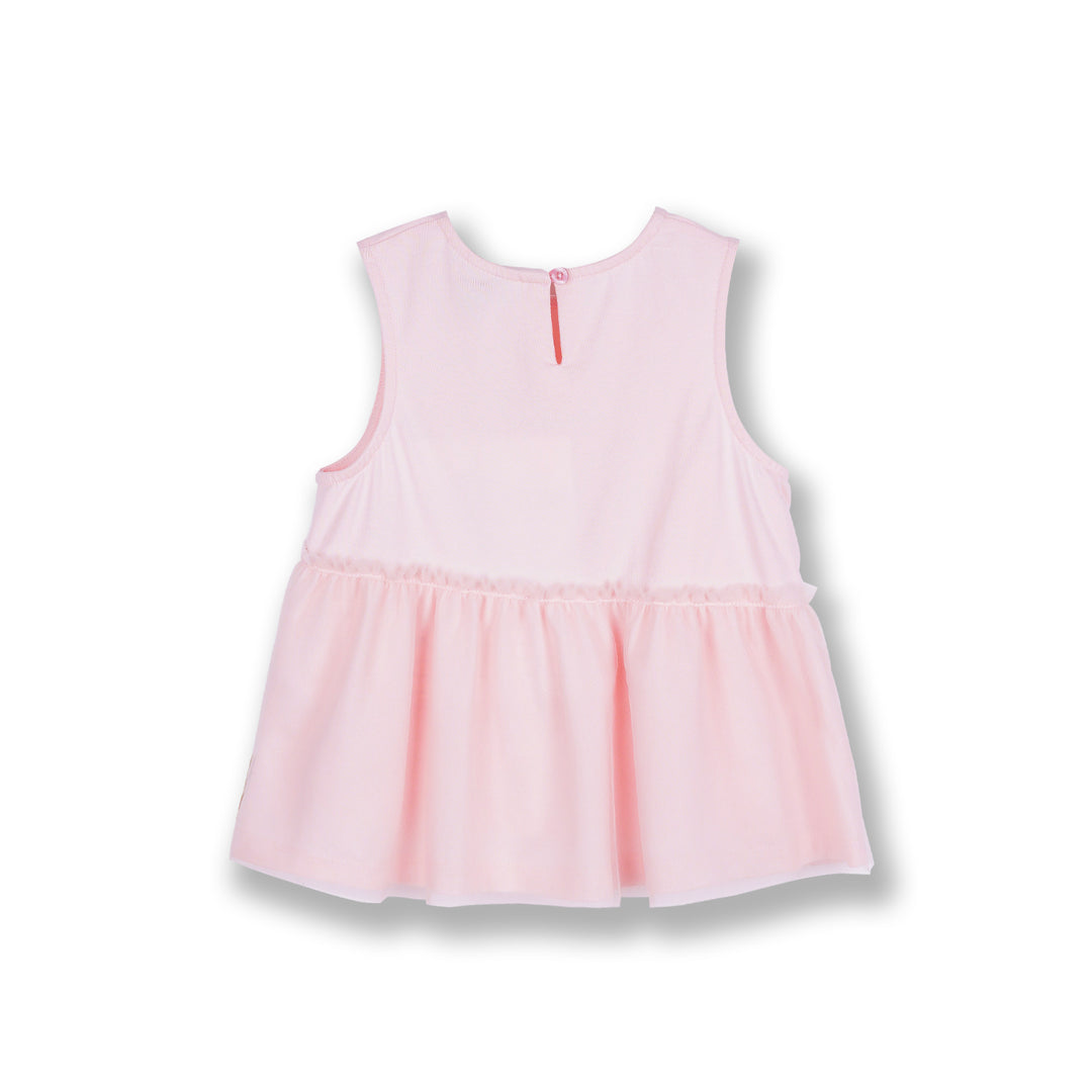 Poney Girls Pink Asymmetric Sleeveless Tee