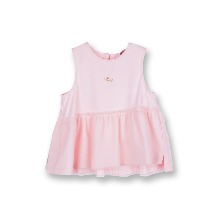 Poney Girls Pink Asymmetric Sleeveless Tee