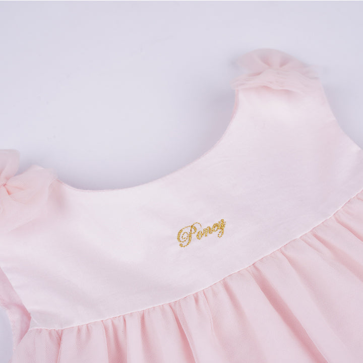 Poney Girls Light Pink Tulle Dress with Ribbon