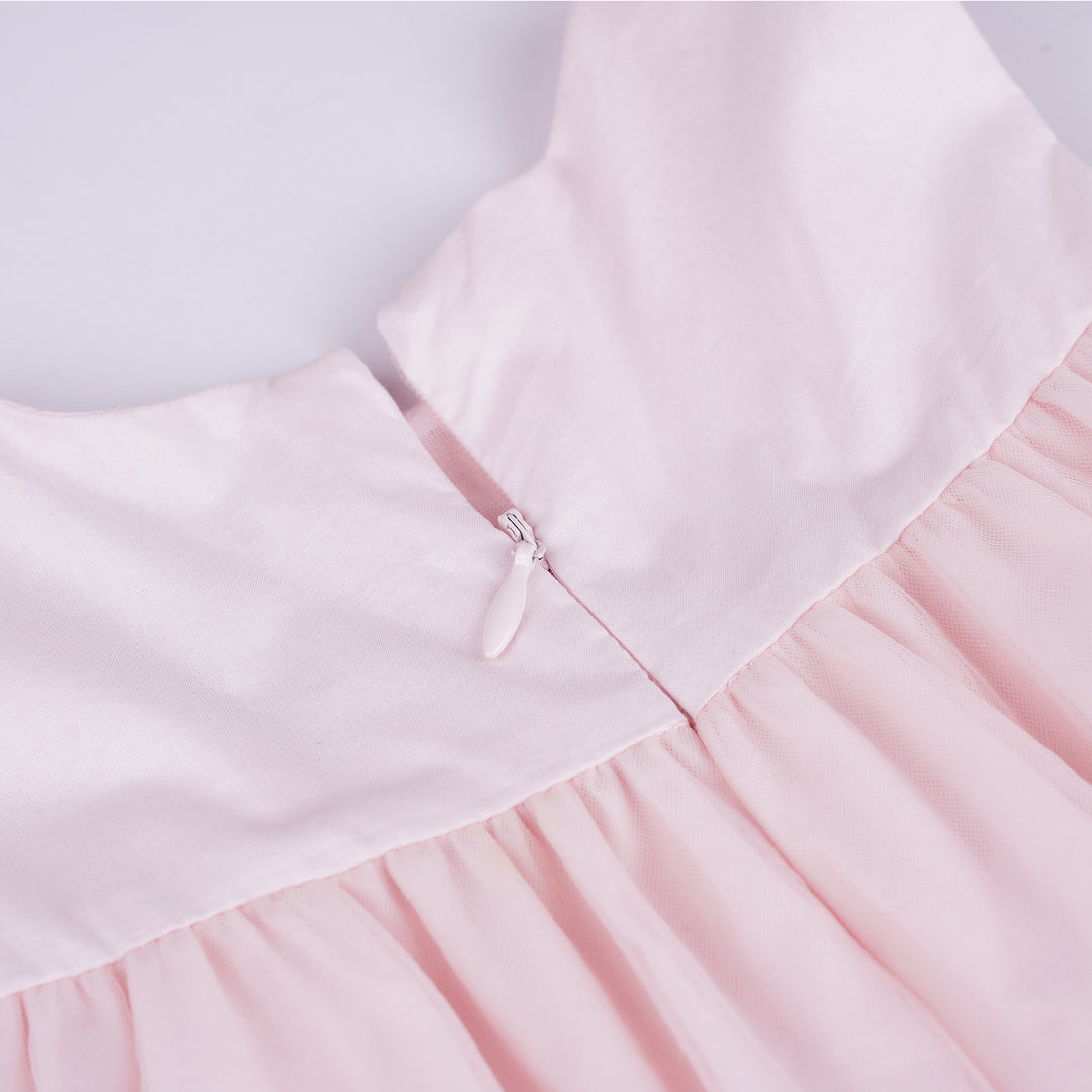 Poney Girls Light Pink Tulle Dress with Ribbon