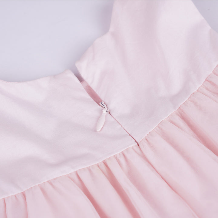 Poney Girls Light Pink Tulle Dress with Ribbon