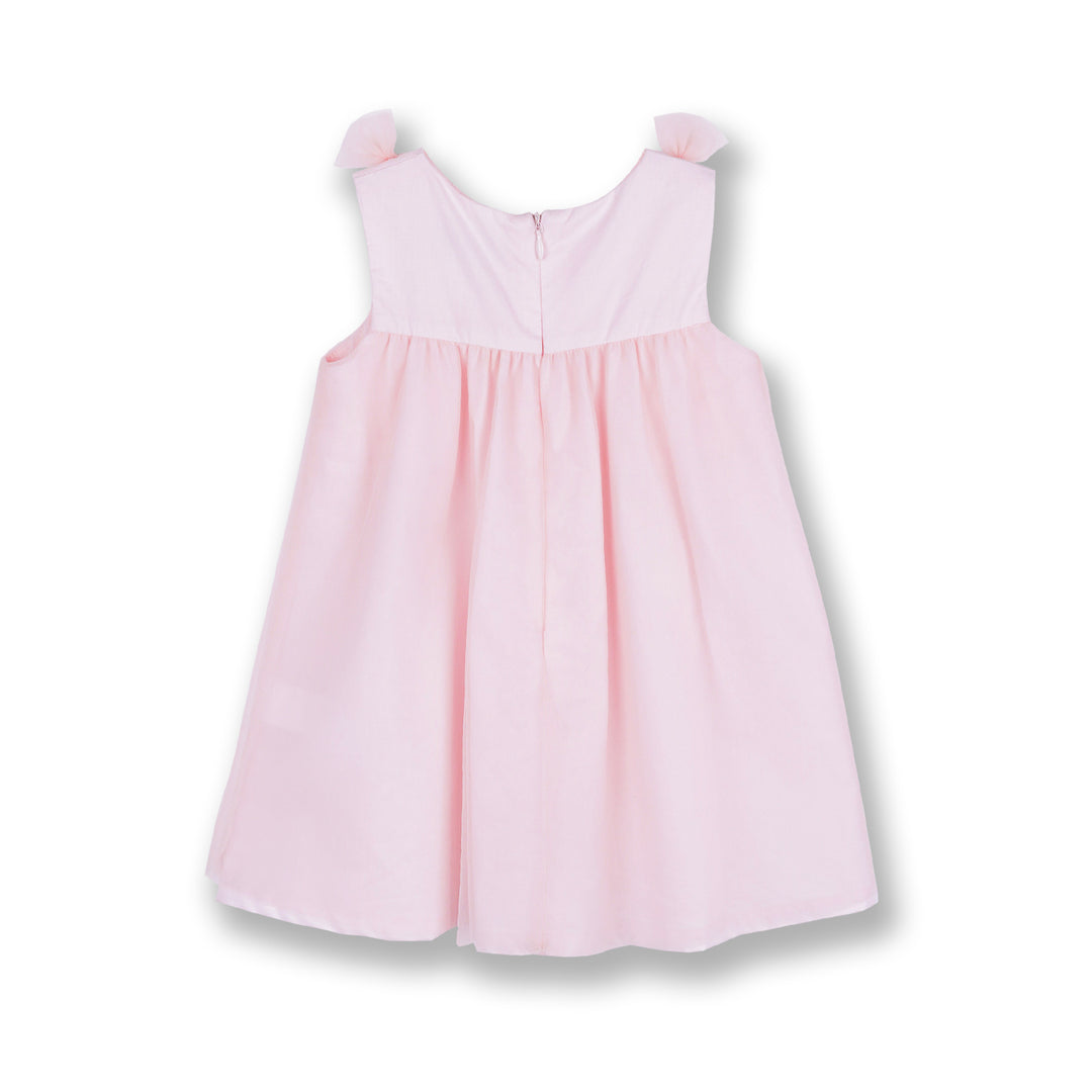 Poney Girls Light Pink Tulle Dress with Ribbon