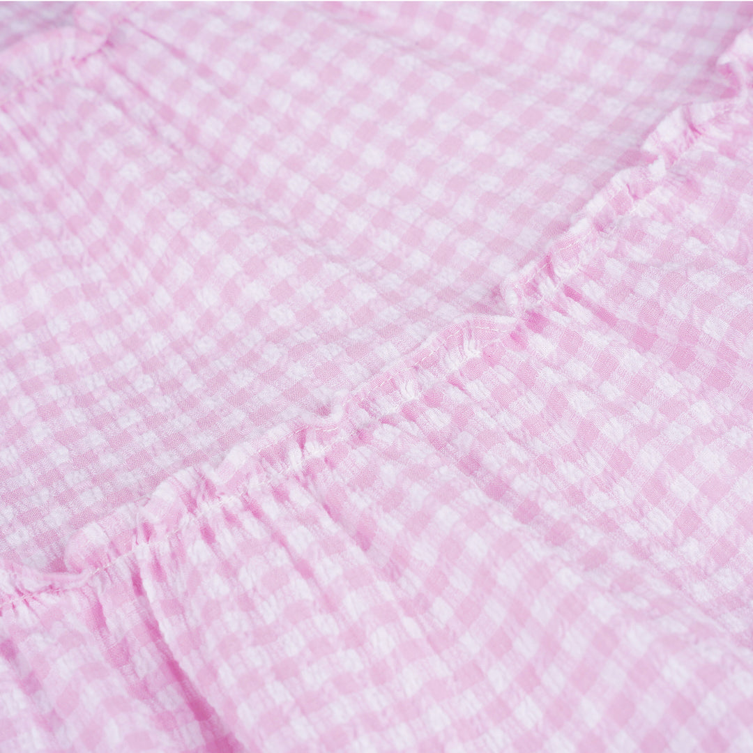 Poney Girls Pink Gingham Checks Sleeveless Dress