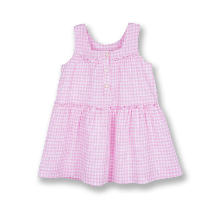 Poney Girls Pink Gingham Checks Sleeveless Dress